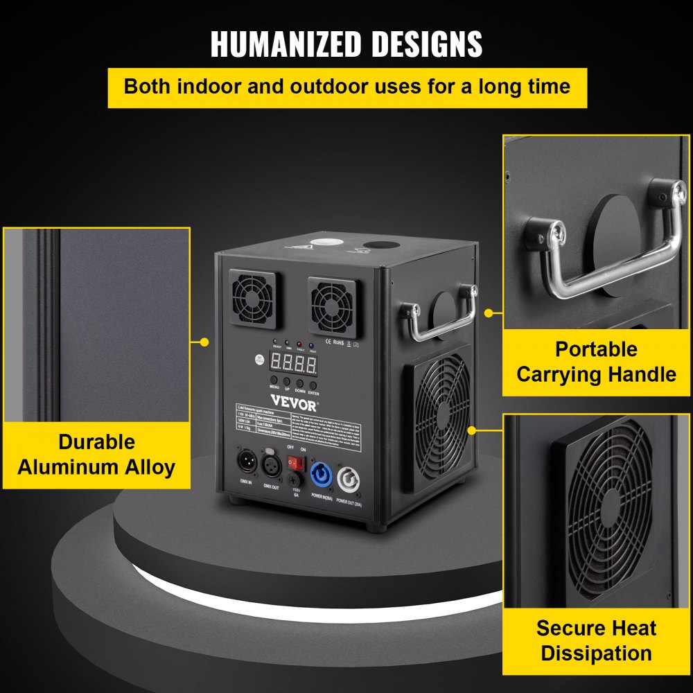 VV-CSM4-500 - Adjustable Cold Spark Machine for Stunning Events, 5-8.2ft Height