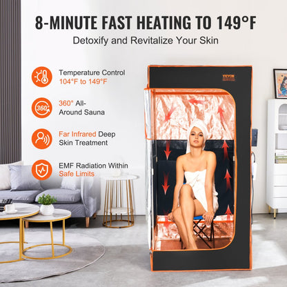 TY-H02 - VEVOR 1400W Infrared Sauna Tent for Stress Relief and Detox