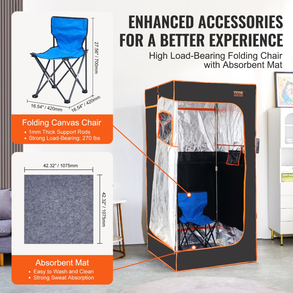TY-H02 - VEVOR 1400W Infrared Sauna Tent for Stress Relief and Detox
