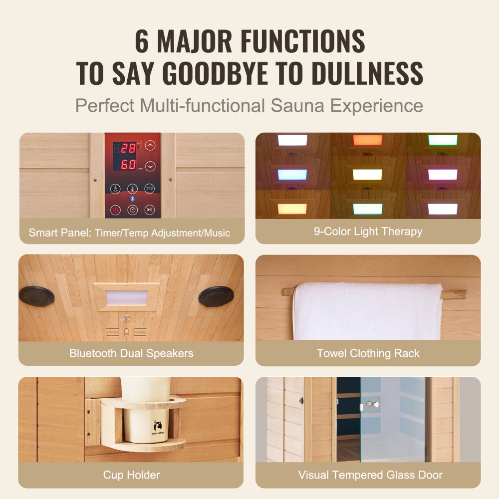 FRB-1M3 - Compact 1-Person Infrared Sauna, 1400W Hemlock Design