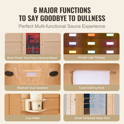 FRB-1M3 - Compact 1-Person Infrared Sauna, 1400W Hemlock Design