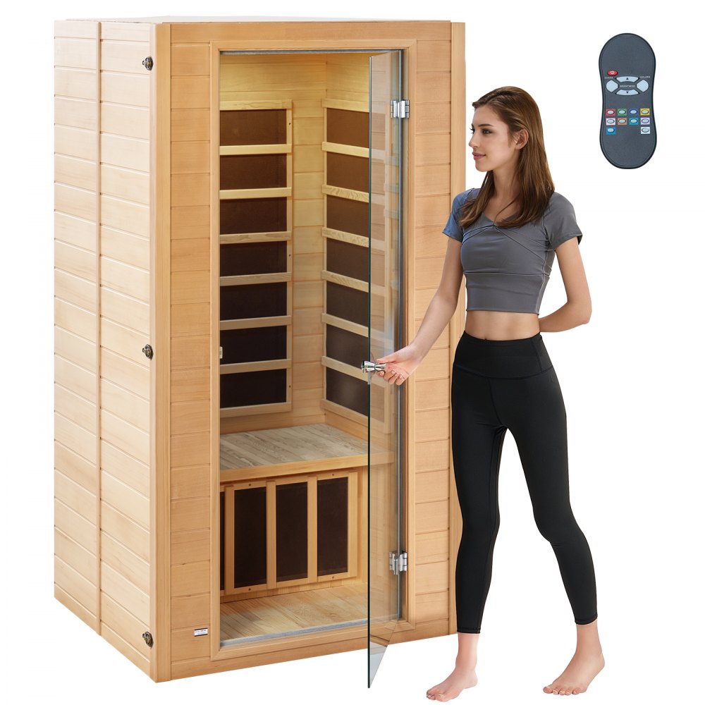 FRB-1M3 - Compact 1-Person Infrared Sauna, 1400W Hemlock Design