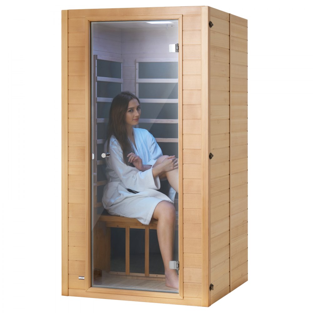 FRB-1M3 - Compact 1-Person Infrared Sauna, 1400W Hemlock Design