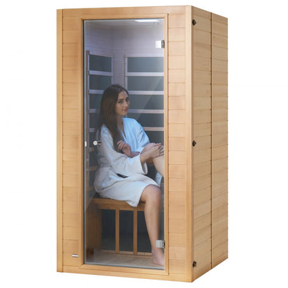 FRB-1M3 - Compact 1-Person Infrared Sauna, 1400W Hemlock Design