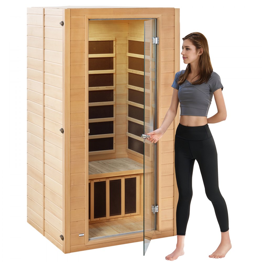 FRB-1M3 - Compact 1-Person Infrared Sauna, 1400W Hemlock Design