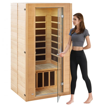 FRB-1M3 - Compact 1-Person Infrared Sauna, 1400W Hemlock Design