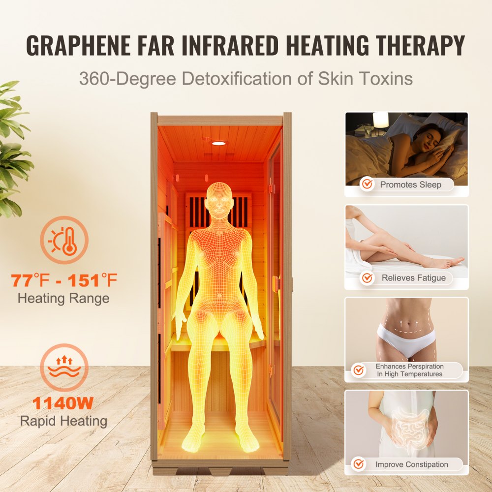 FRB-1E5 - Compact Far Infrared Sauna for One with Music and Lighting