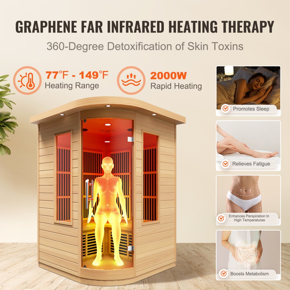 FRB-273 - Compact 2-Person Far Infrared Sauna, 1850W Heating System