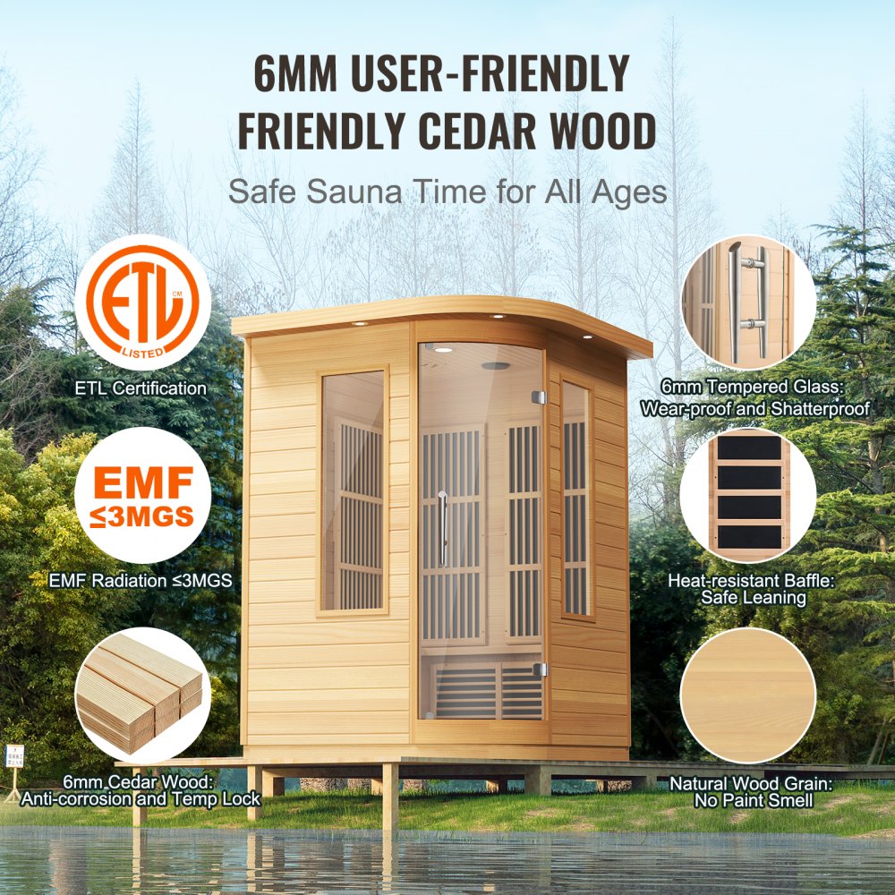 FRB-273 - Compact 2-Person Far Infrared Sauna, 1850W Heating System