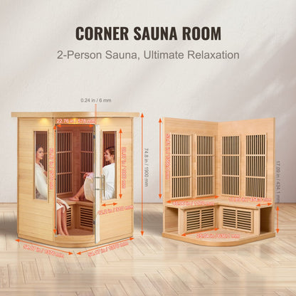 FRB-273 - Compact 2-Person Far Infrared Sauna, 1850W Heating System