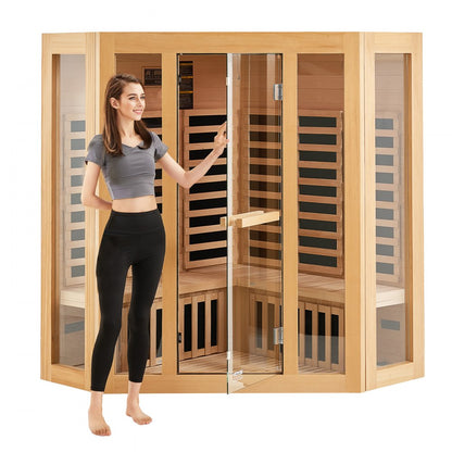 WJ-003 - 3-4 Person Corner Sauna Room with 2470W Fast Heating