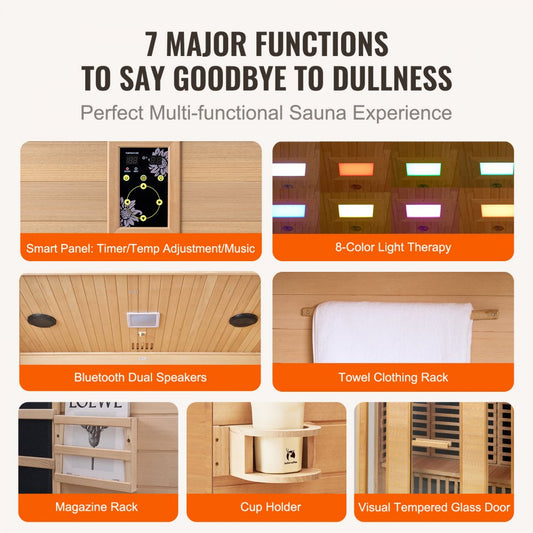 WJ-004 - 2580W Canadian Hemlock Sauna for 3-4 Person Comfort