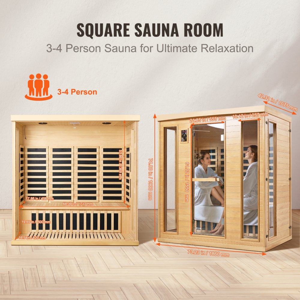 WJ-004 - 2580W Canadian Hemlock Sauna for 3-4 Person Comfort