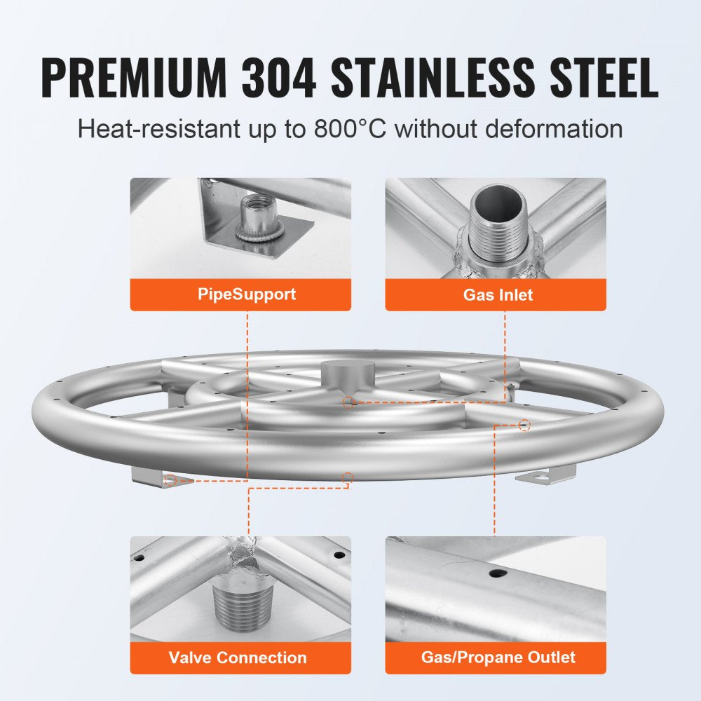 1050266 - 12-Inch Stainless Steel Fire Pit Pan for Propane & Natural Gas