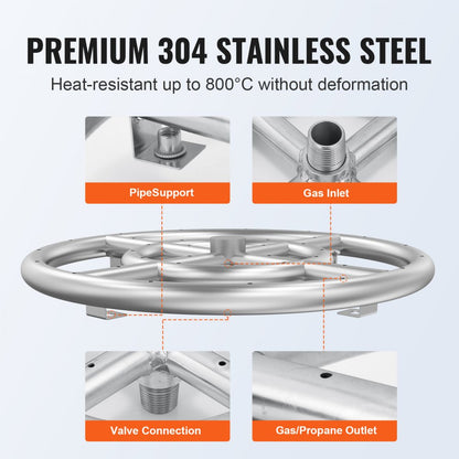 1050266 - 12-Inch Stainless Steel Fire Pit Pan for Propane & Natural Gas