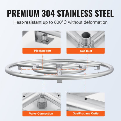 1050267 - 18" Stainless Steel Fire Pit Pan with 150,000 BTU Burner