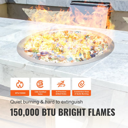 1050267 - 18" Stainless Steel Fire Pit Pan with 150,000 BTU Burner
