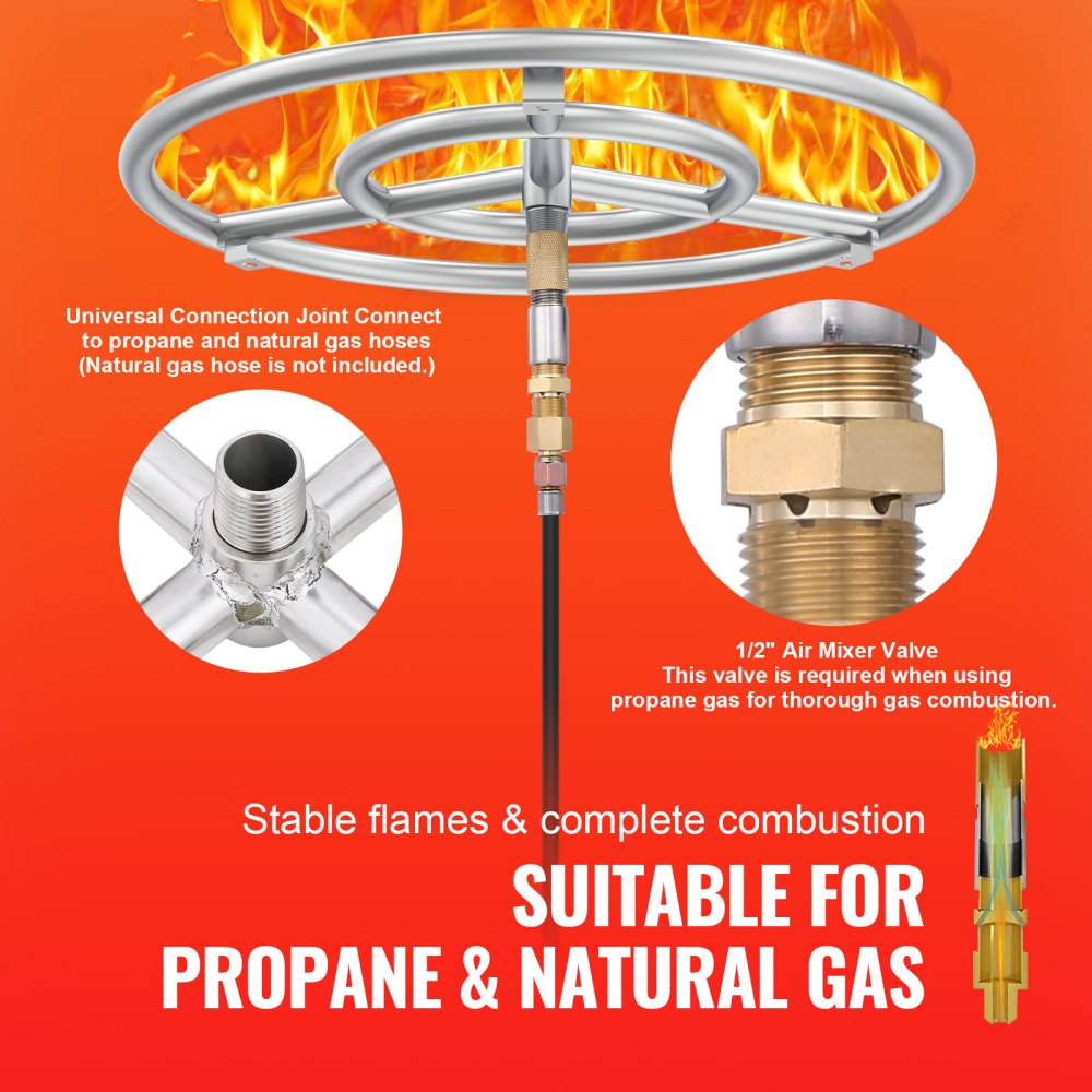 1050267 - 18" Stainless Steel Fire Pit Pan with 150,000 BTU Burner