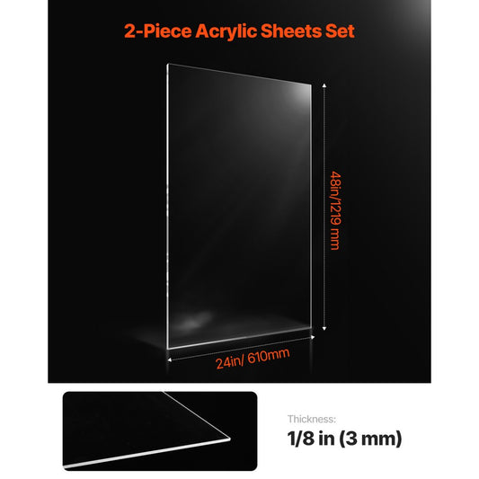 LX-PMMA-24*48 - 24x48 Inch Acrylic Sheets, 2-Piece Set, 3mm Thick