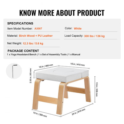 A3007 - Birch Inversion Chair with 2.55" Cushion for Yoga & Headstands