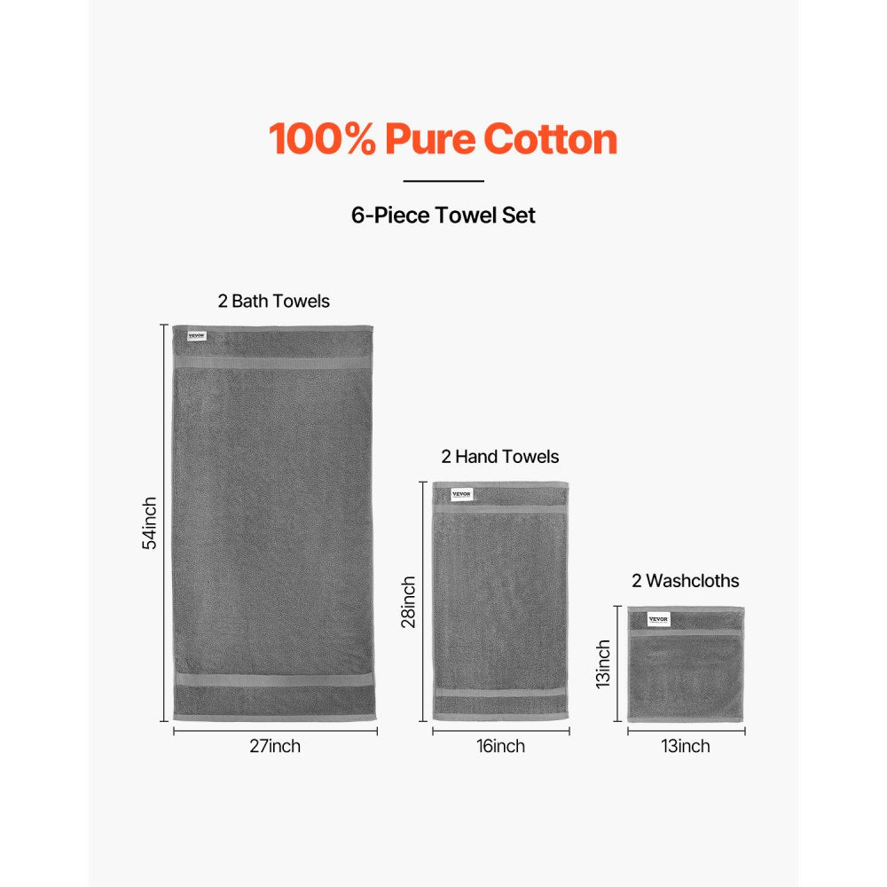 6-1606 - Luxurious 6-Piece Cotton Towel Set, Soft & Absorbent