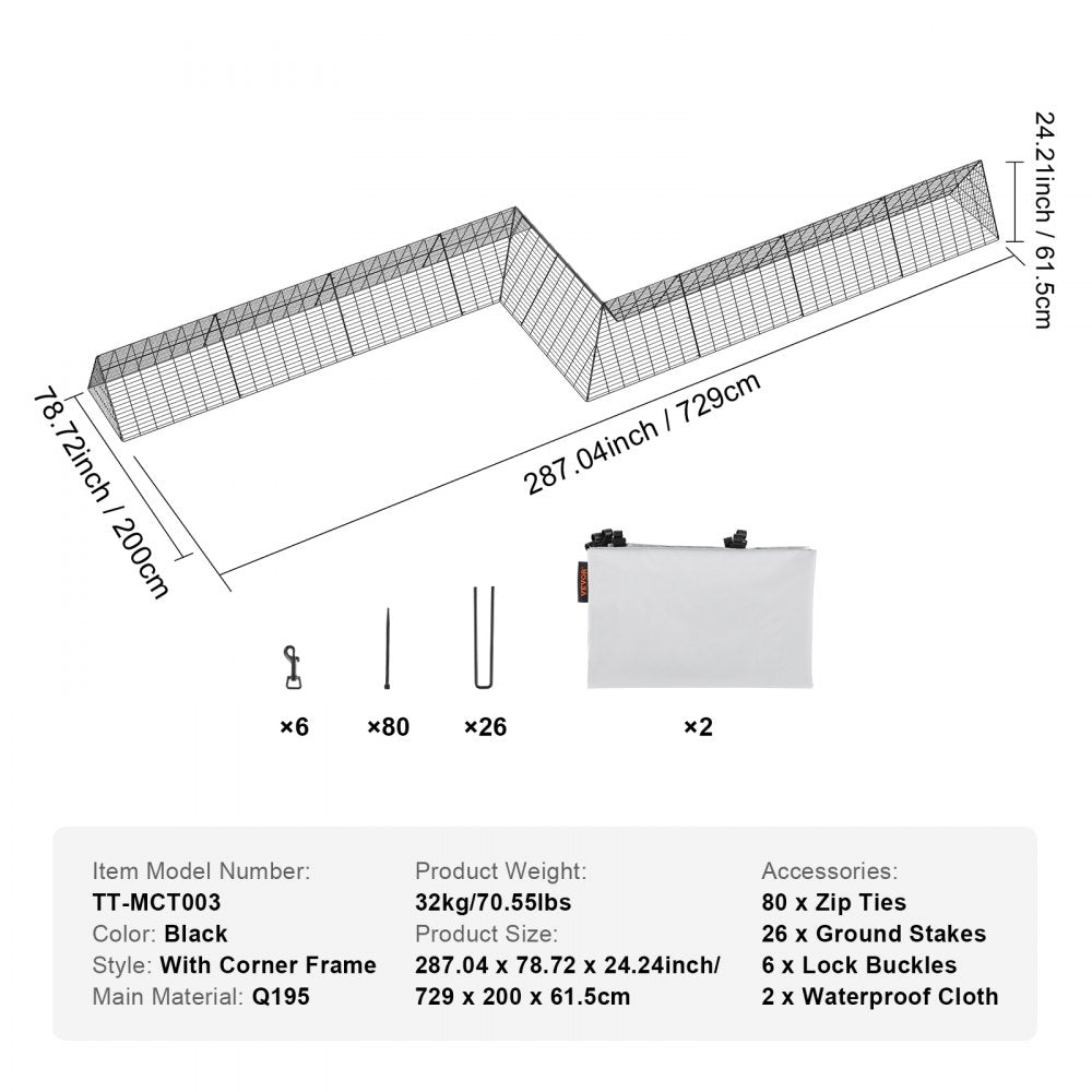 TT-MCT003 - Spacious Metal Chicken Tunnels for Safe Outdoor Play