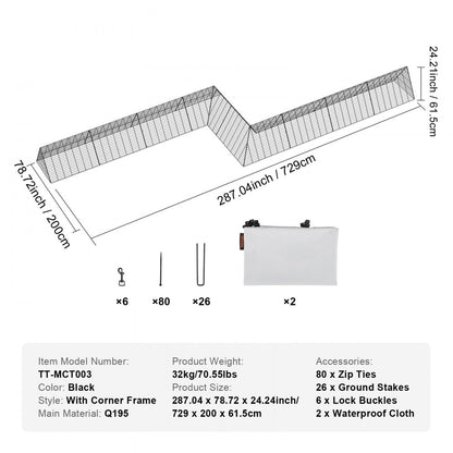 TT-MCT003 - Spacious Metal Chicken Tunnels for Safe Outdoor Play