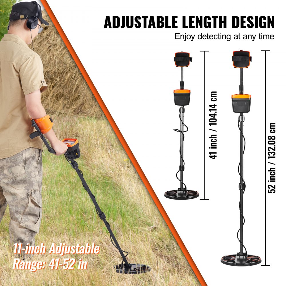 TS181A - 10" Waterproof Metal Detector with LCD, 7 Modes, Adjustable Stem