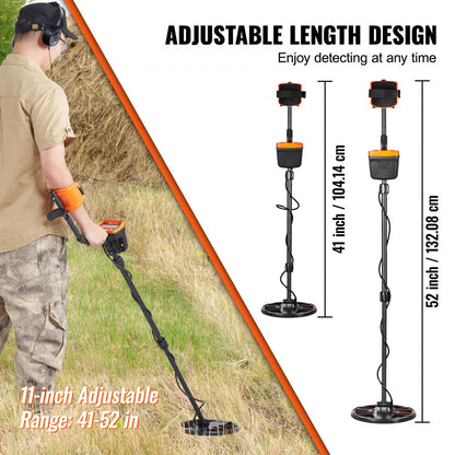 TS181A - 10" Waterproof Metal Detector with LCD, 7 Modes, Adjustable Stem