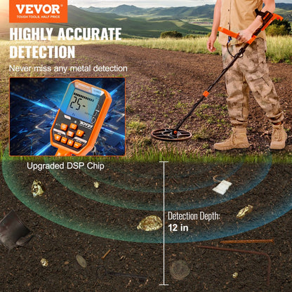 TS185A - Waterproof 12" Metal Detector with Adjustable Handle and LCD Screen