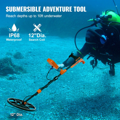 TS185A - Waterproof 12" Metal Detector with Adjustable Handle and LCD Screen