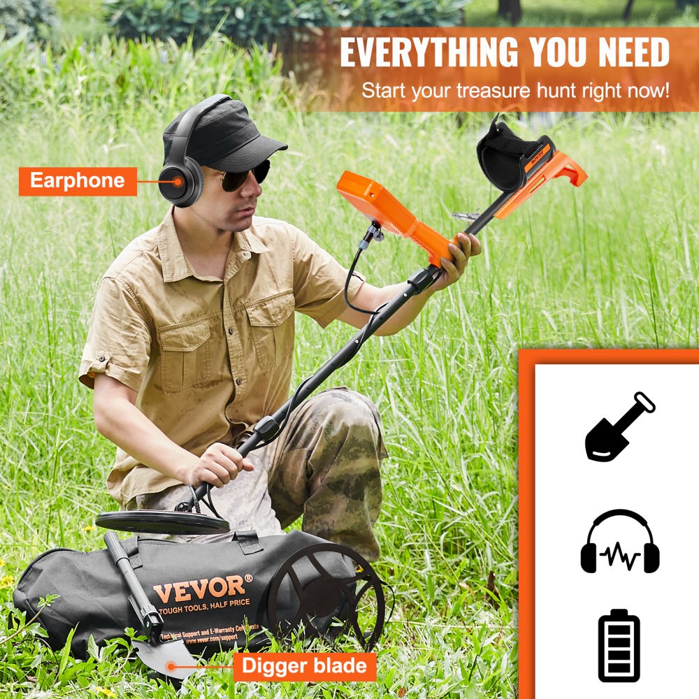 TS185A - Waterproof 12" Metal Detector with Adjustable Handle and LCD Screen
