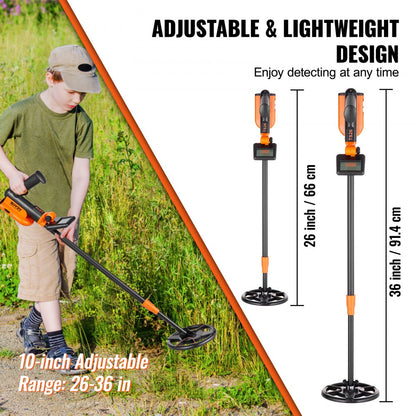 TS26 - 26''-36'' Adjustable Kids' Metal Detector with 6'' Waterproof Coil