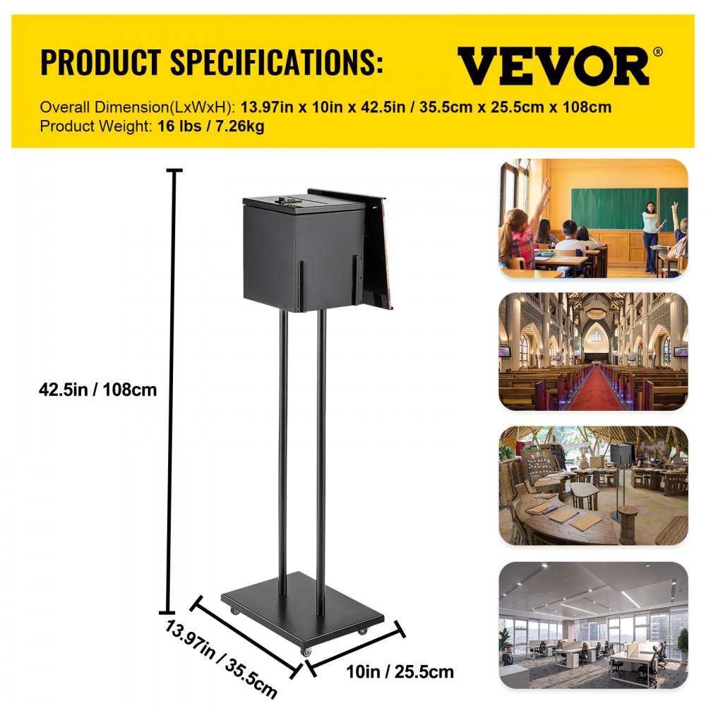 YJX-2G-001 - 42.5” Floor-standing Suggestion Box with Lock & Wheels