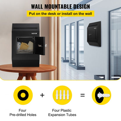 YJX-1002 - Weatherproof Steel Suggestion Box for Secure Donations - Wall-Mounted