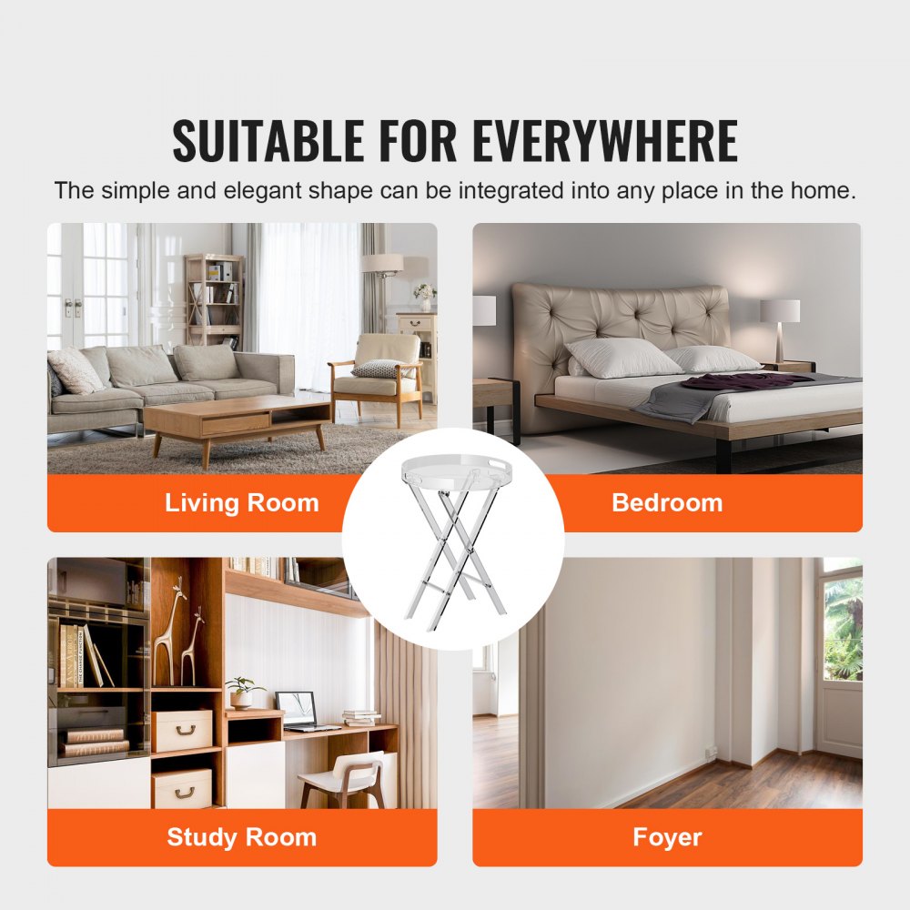 JYFT-001R - Clear Acrylic Folding Tray Table, 15.7" Diameter, Stylish & Practical