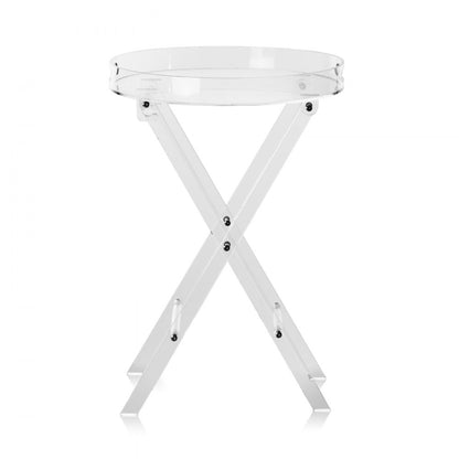 JYFT-001R - Clear Acrylic Folding Tray Table, 15.7" Diameter, Stylish & Practical