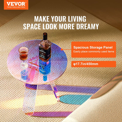 JYFS-0010S - Modern Iridescent Acrylic Side Table, φ17.7 in, 22 lbs