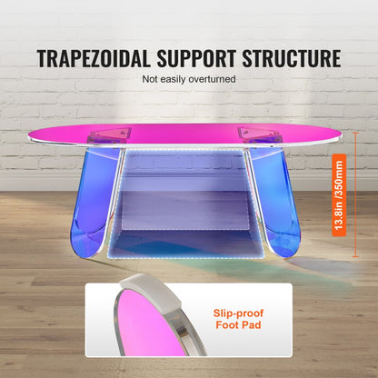 JYFB-0020B - Iridescent Acrylic Coffee Table, 37.4 x 19.7 x 13.8 in, Fully Assembled