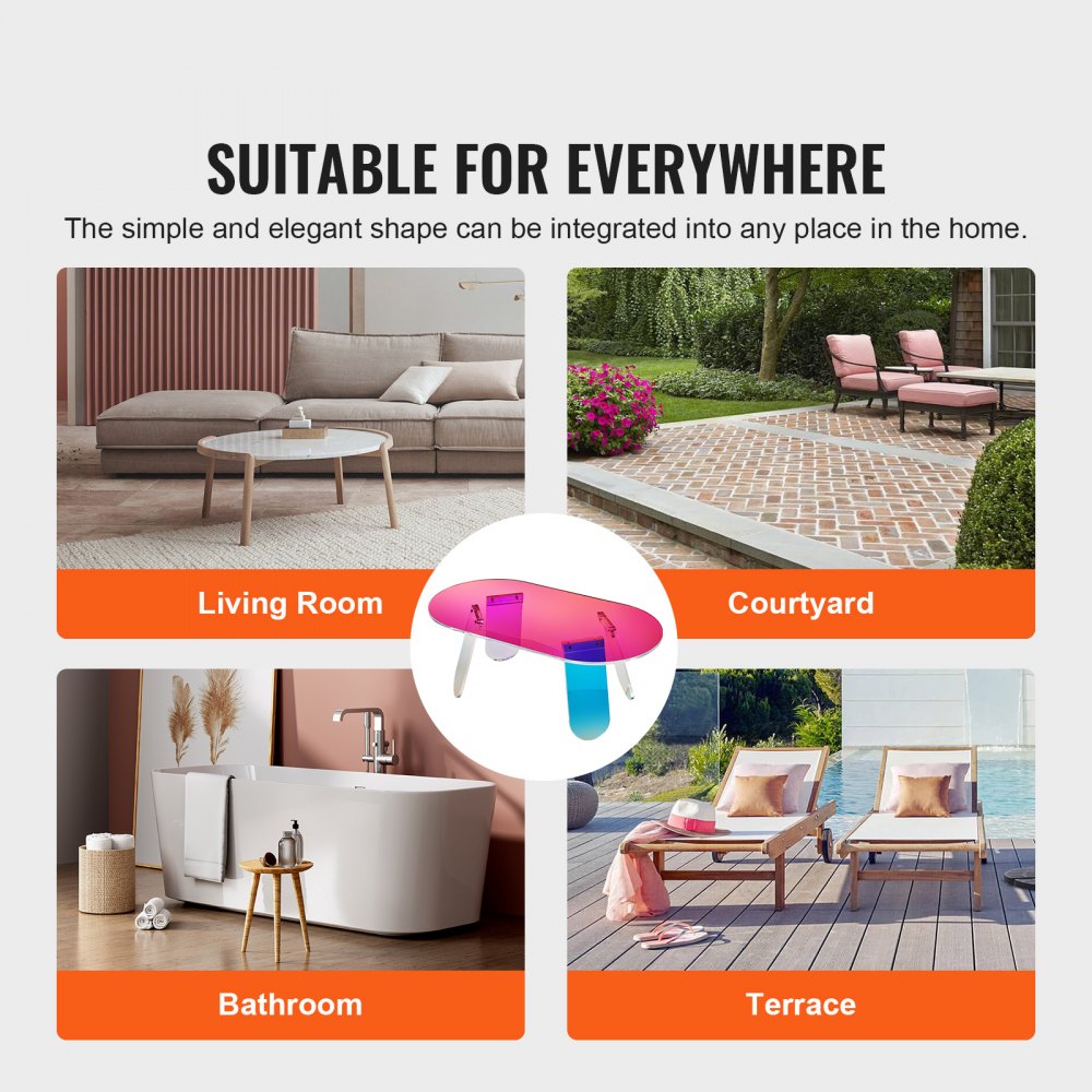 JYFB-0020B - Stylish 37.4" Acrylic Coffee Table for Any Home Decor