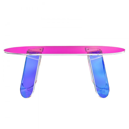 JYFB-0020B - Iridescent Acrylic Coffee Table, 37.4 x 19.7 x 13.8 in, Fully Assembled