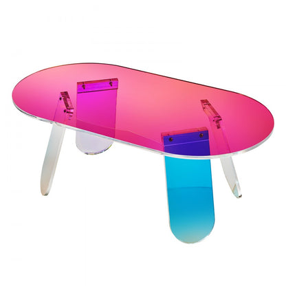 JYFB-0020B - Iridescent Acrylic Coffee Table, 37.4 x 19.7 x 13.8 in, Fully Assembled