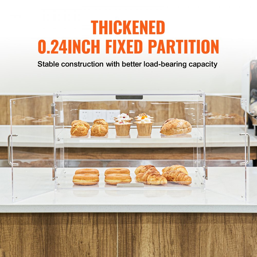 CX-03 - Durable 2-Tier PMMA Pastry Display Case for Baked Goods
