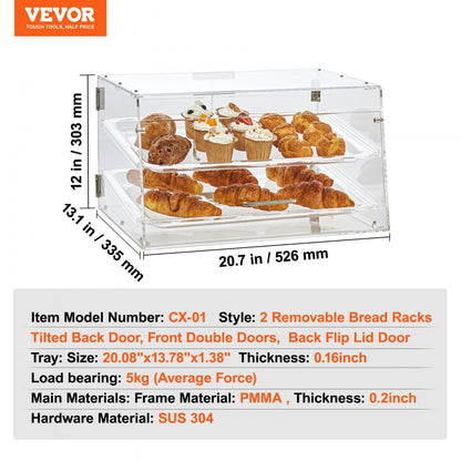 CX-01 - 2-Tier Acrylic Bakery Display Case for Baked Goods