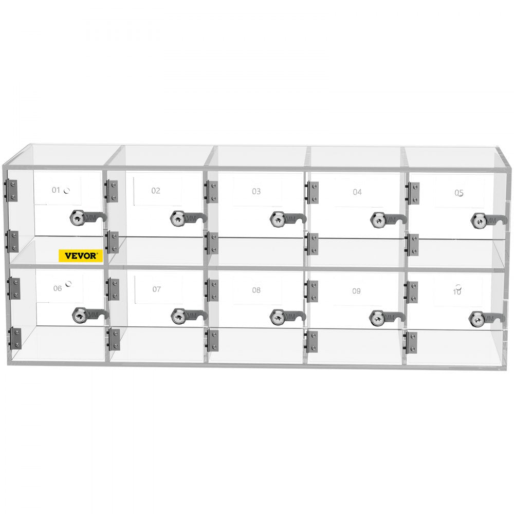 SJG-YKL-10M - 10-Slot Clear Acrylic Cell Phone Locker for Classrooms & Offices