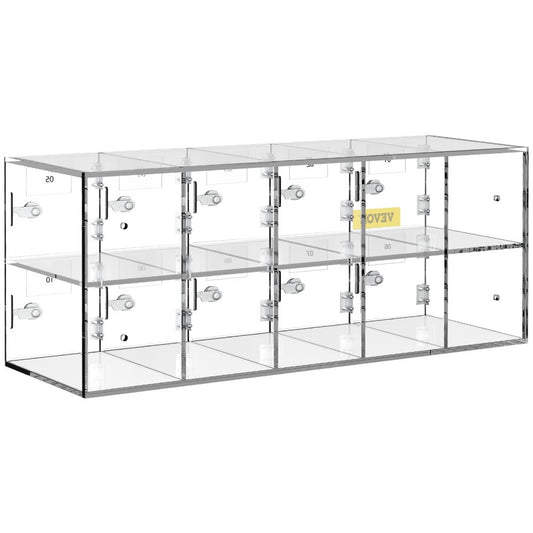 SJG-YKL-10M - 10-Slot Clear Acrylic Cell Phone Locker for Classrooms & Offices