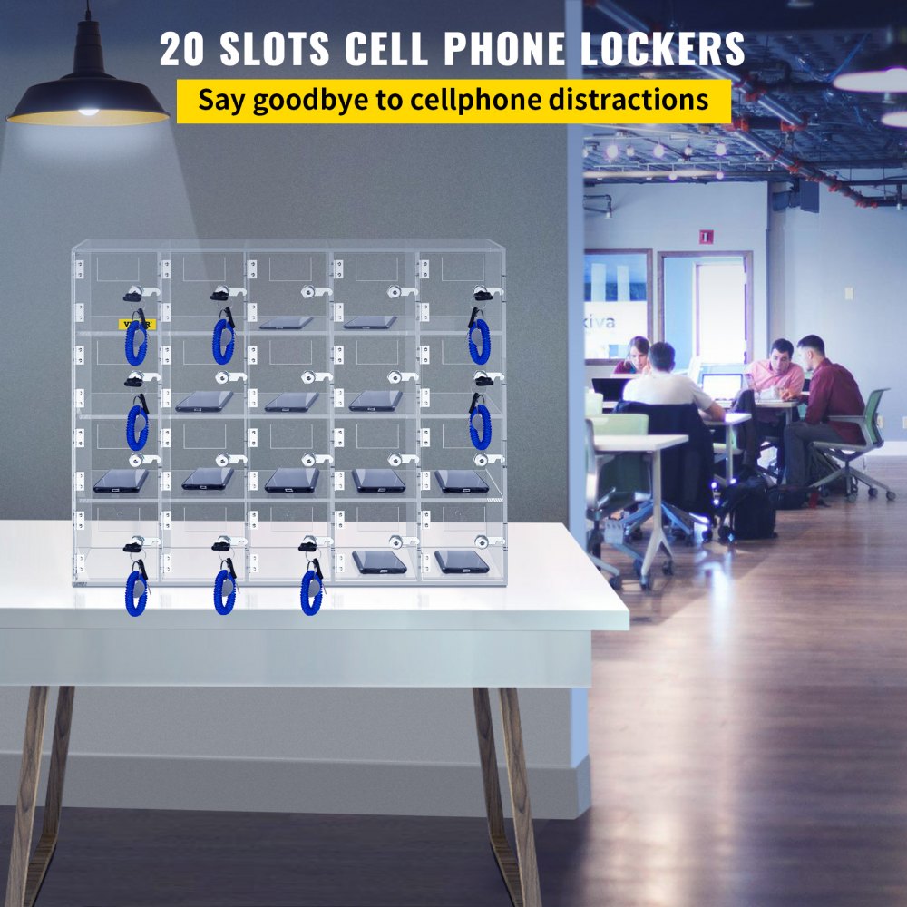 SJG-YKL-20M - Durable Acrylic 20-Slot Cell Phone Locker with Unique Keys