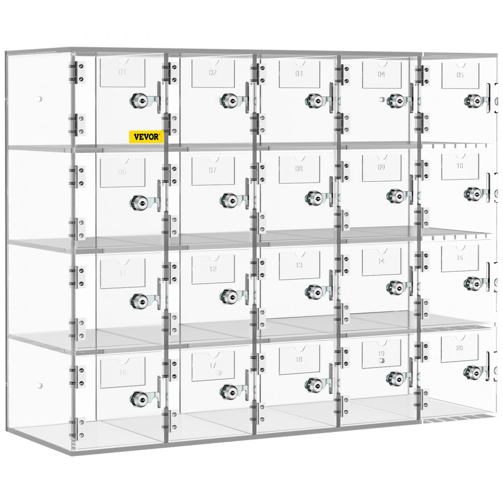 SJG-YKL-20M - Durable Acrylic 20-Slot Cell Phone Locker with Unique Keys