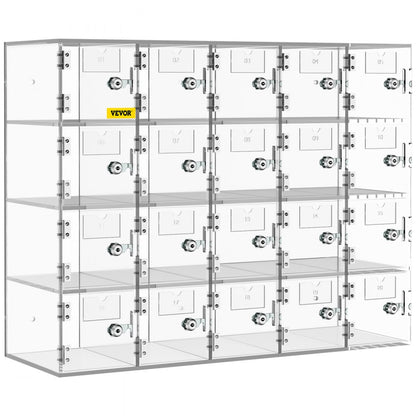 SJG-YKL-20M - Durable Acrylic 20-Slot Cell Phone Locker with Unique Keys
