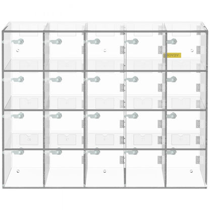 SJG-YKL-20M - Durable Acrylic 20-Slot Cell Phone Locker with Unique Keys